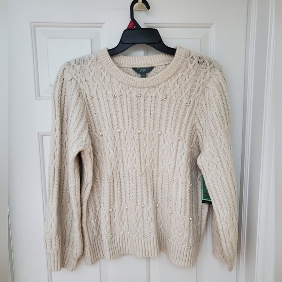 Terra & Sky Pearl-Embellished Knit Sweater - Picture 1 of 8